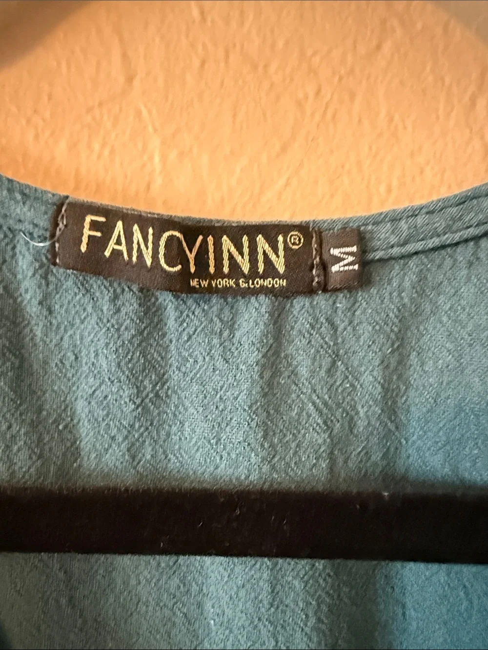 FANCYINN Teal 2 Piece Crop Top Wide Leg Side Slit Pants Set Medium